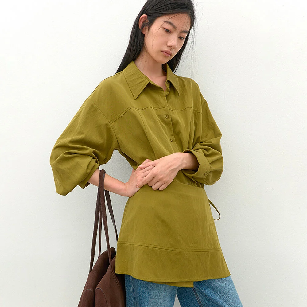 (BL-4434)CREASED SKIRT LAYERED BLOUSE S