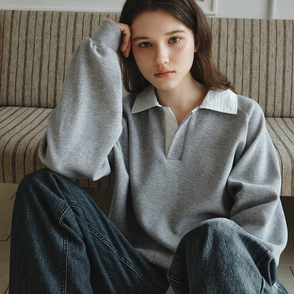 Serene Collar Sweatshirt_MELANGE(W26TP16)