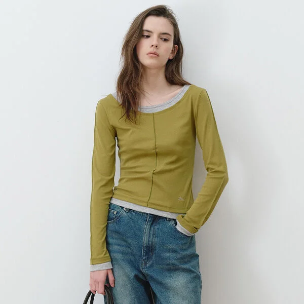 DOUBLE LAYERED LONG SLEEVE OL+M/GY
