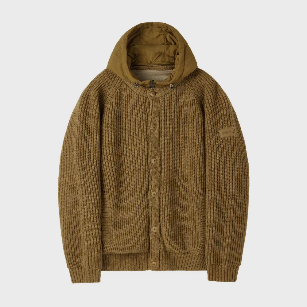 SHETLAND WOOL HOOD CARDIGAN - MUSTARD (P254UCD431)