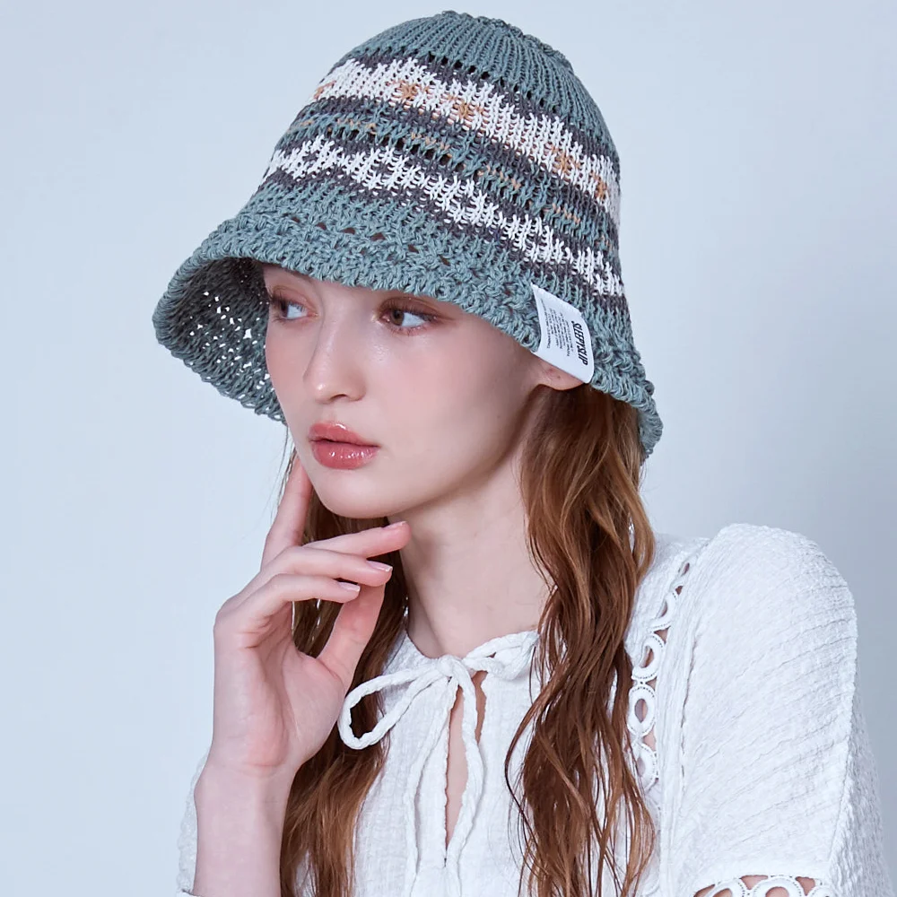 MARIA MINT/WHITE BUCKET HAT