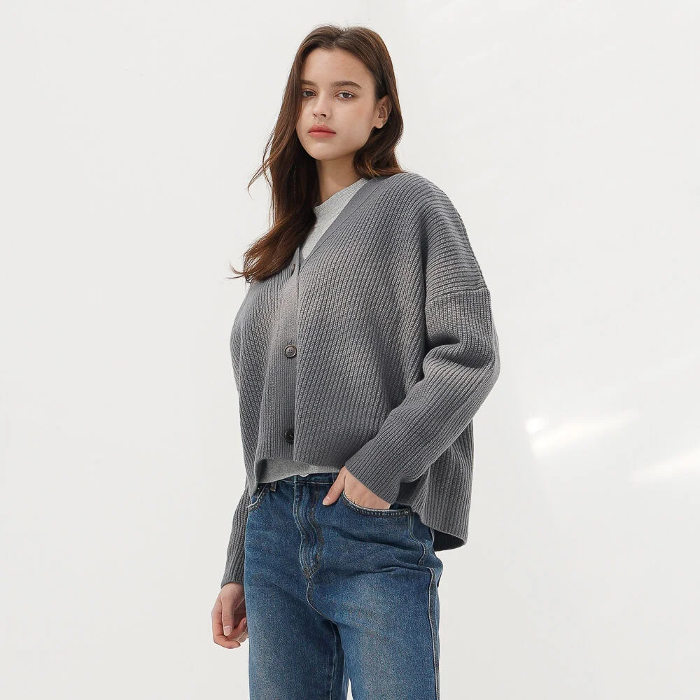 Cashmere Heavy Cardigan_B.Grey