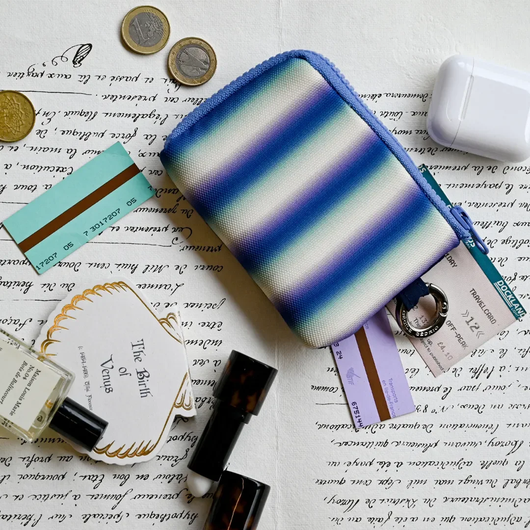 KEYCHAIN WALLET_NAVY 海軍藍 條紋