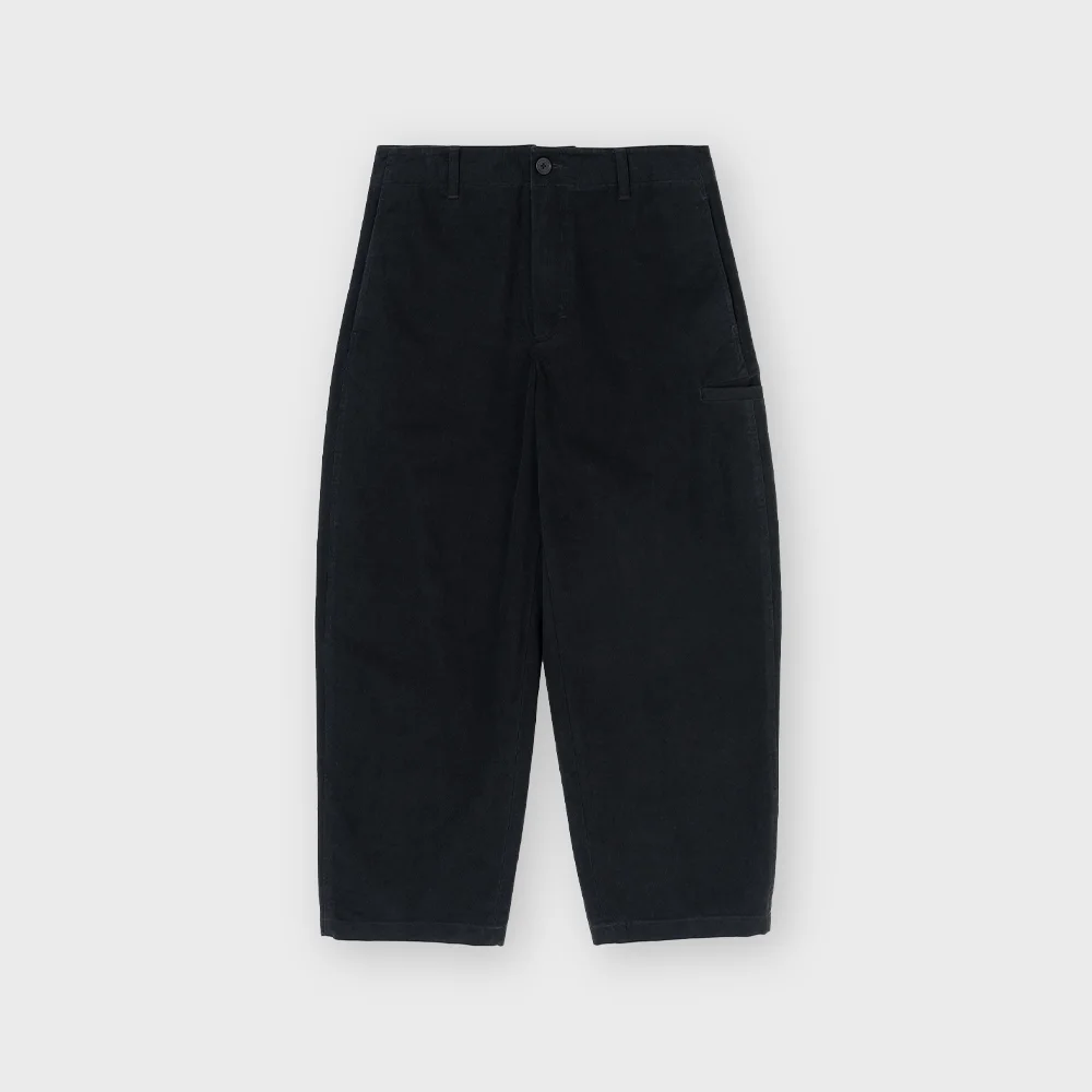 Washed Cotton Trouser, Black