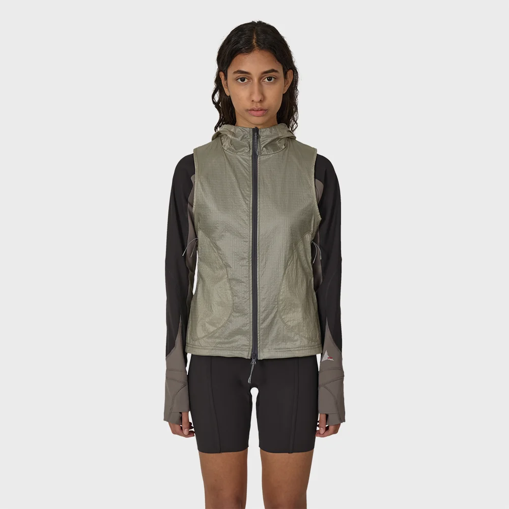 (W) SPINE STRETCH HOODED JACKET (DARK BROWN)
