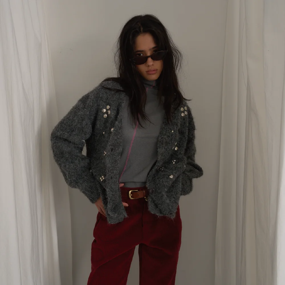 Disco Sparkle Cardigan / Gray