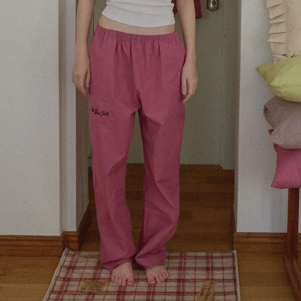 高密度 純棉 Poetique Pajama Pants (Rose Red)