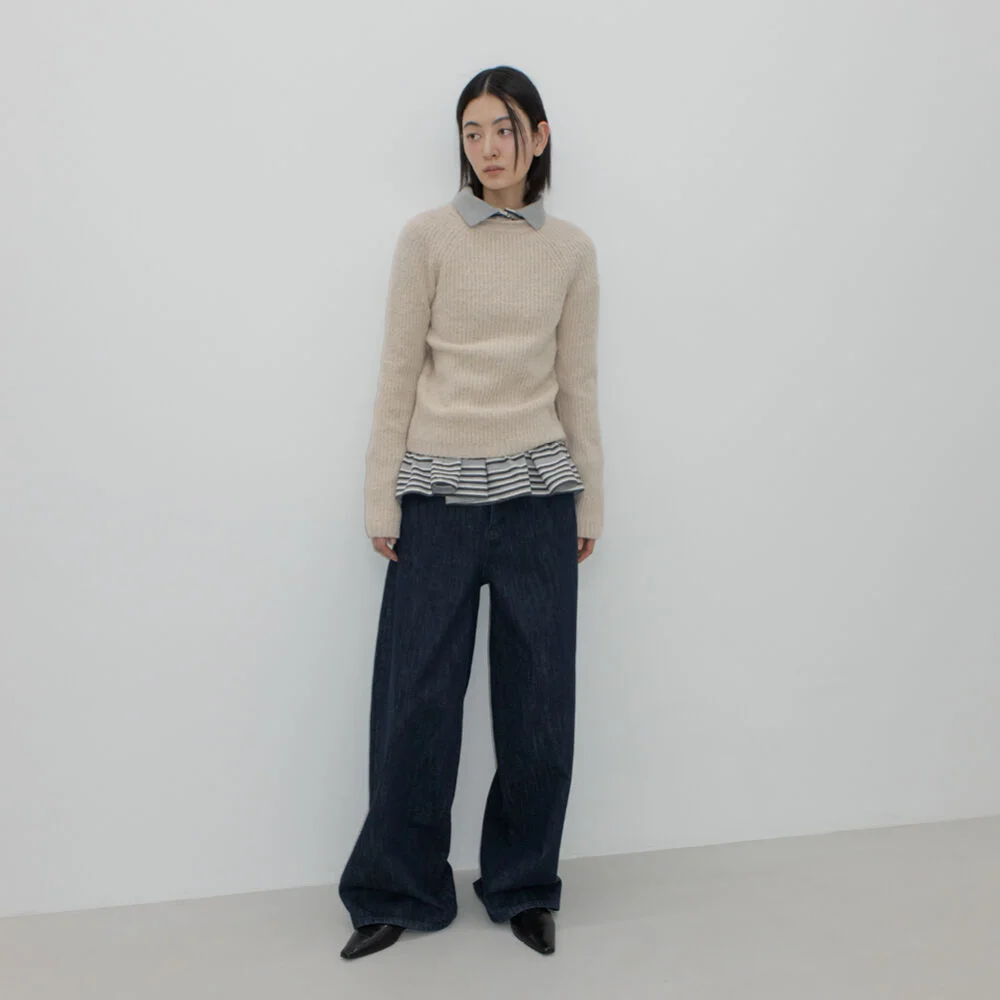 BOUCLE RAGLAN KNIT / LIGHT BEIGE
