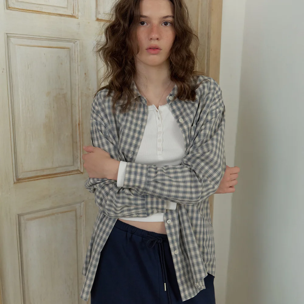 Hove overfit shirt (m/blue check)