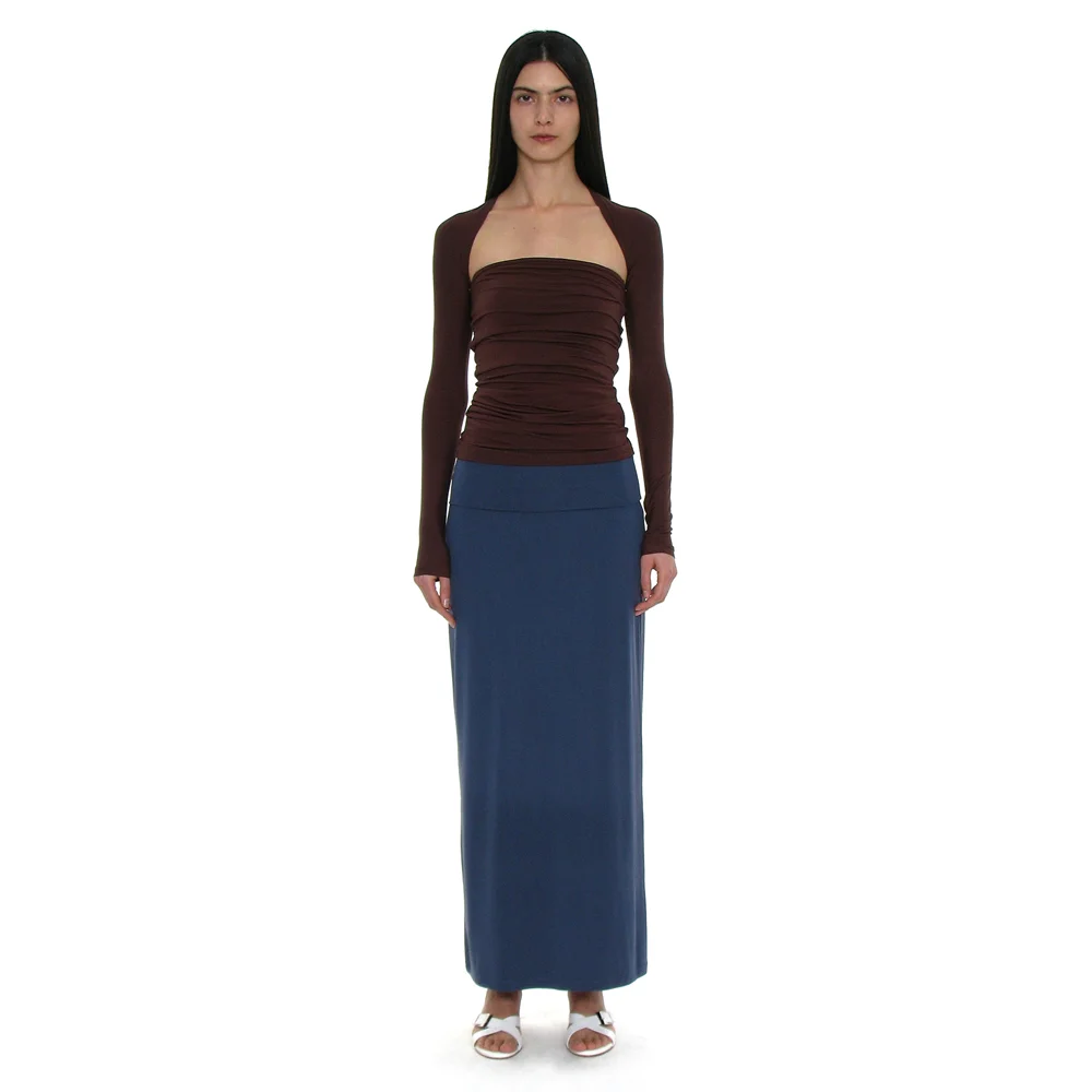 PWC FOLDING WAIST JERSEY MAXI SKIRT_NAVY