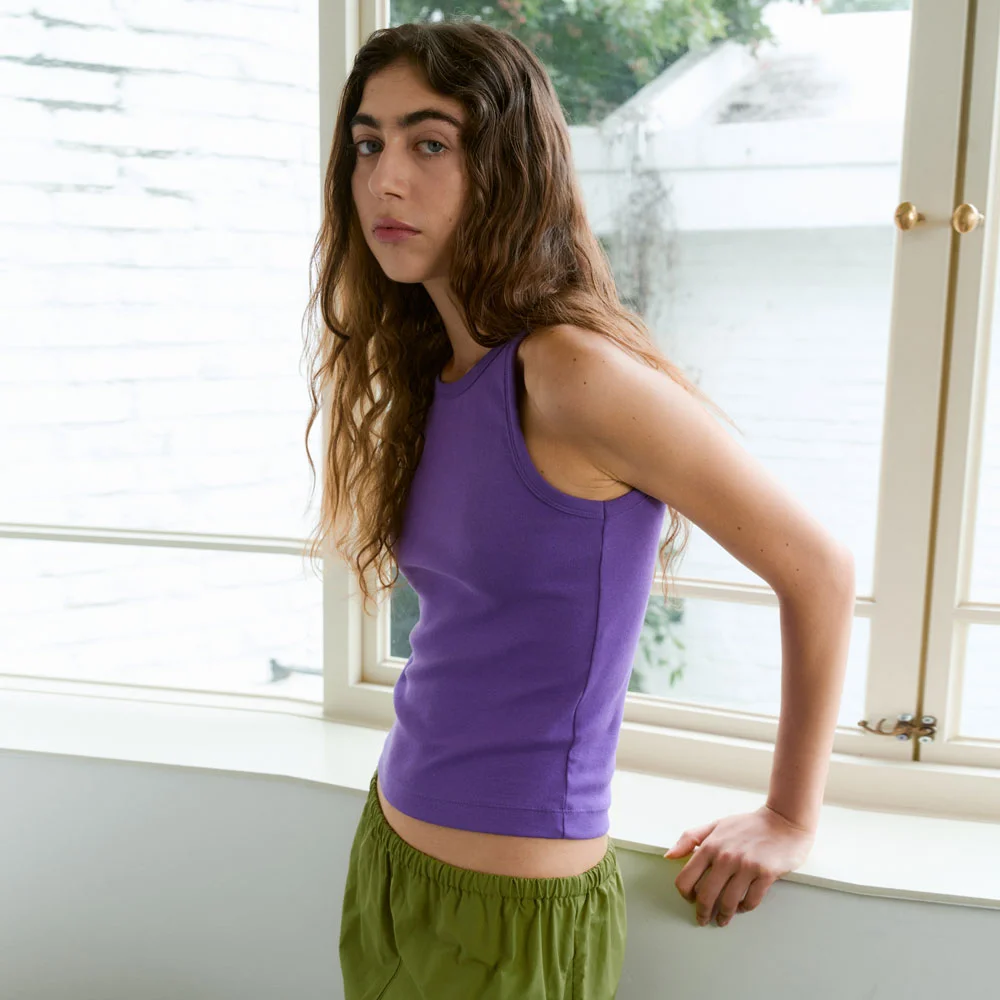 Slim Rib Cotton Sleeveless (Purple)