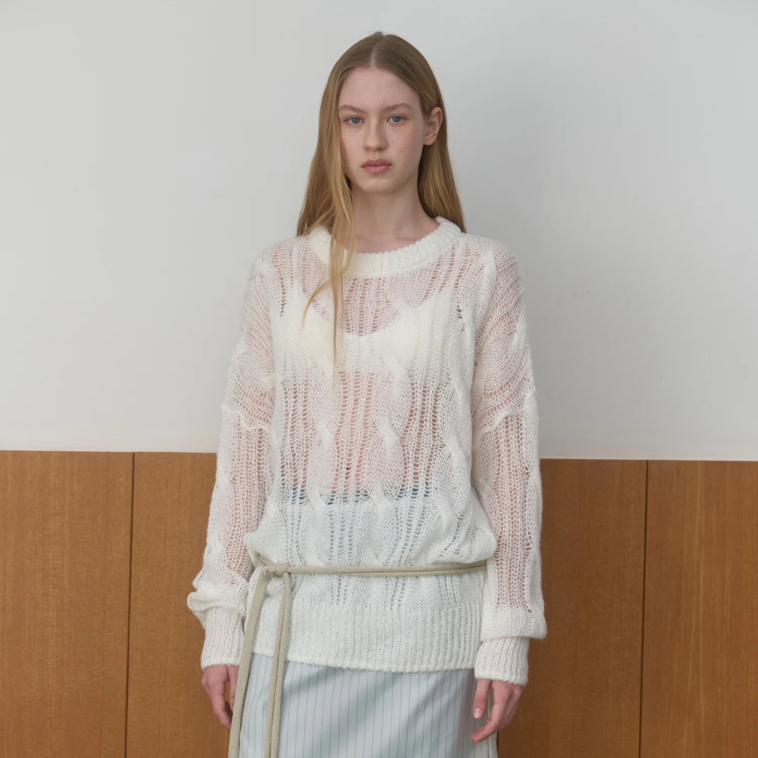 SHEER ROUND OVER KNIT_WHITE