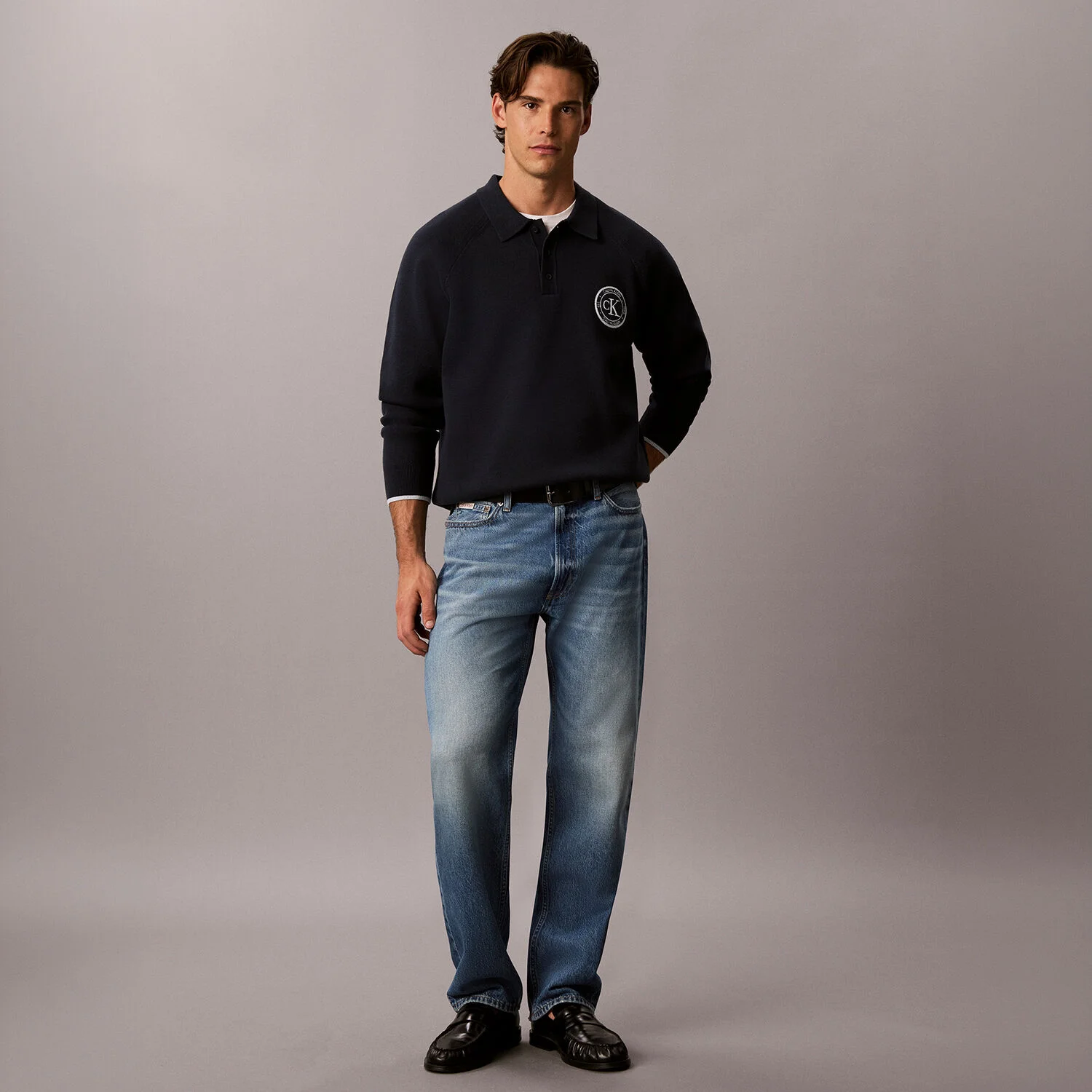 男裝 輕鬆 棒球外套 標誌 Polo 毛衣 4RH318G CEF
