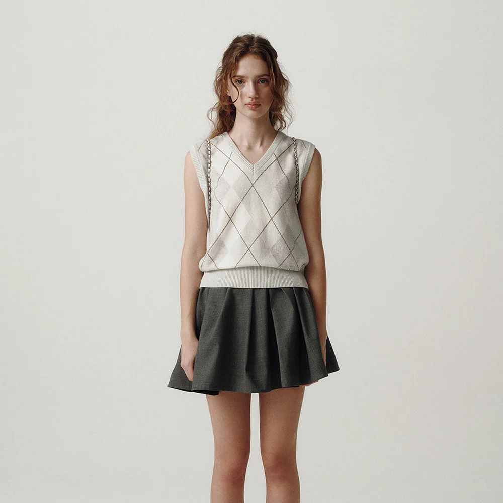 Daphne Argyle Knit Vest_Mint
