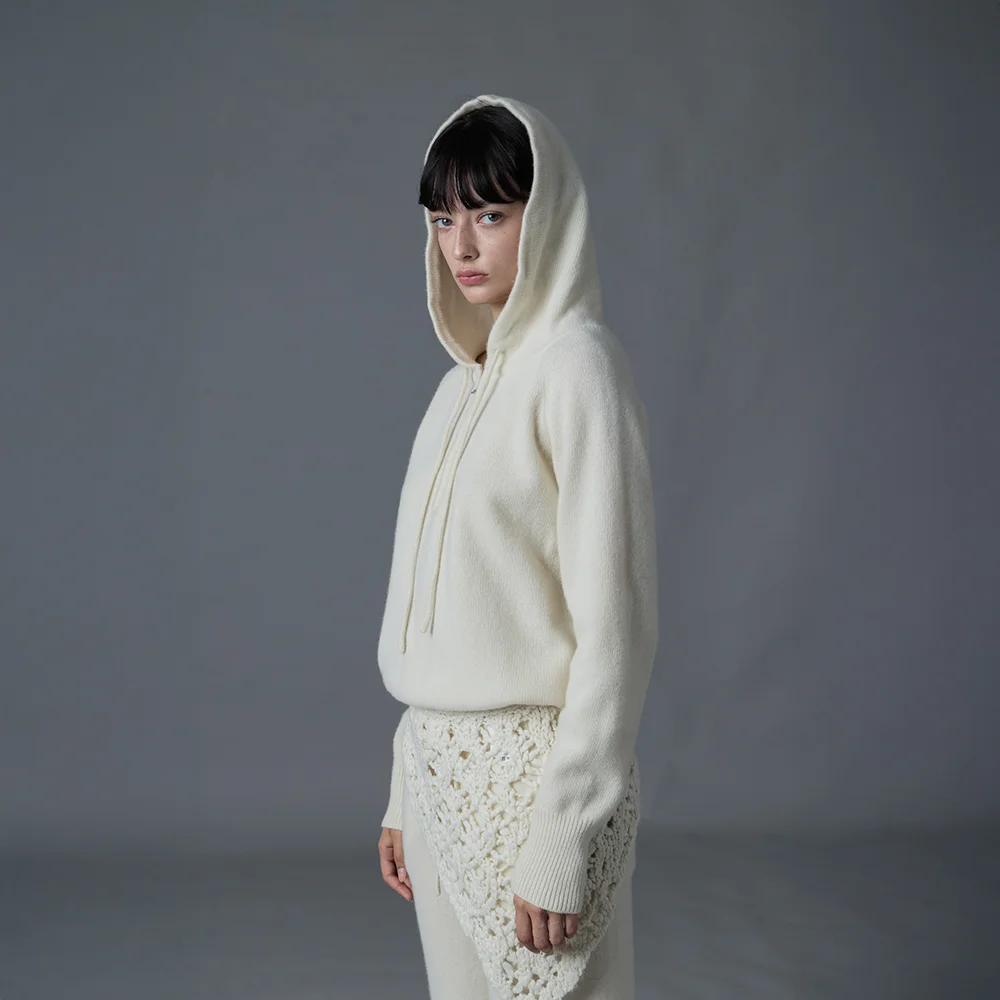 Wool Half Zip Knit (Ivory)