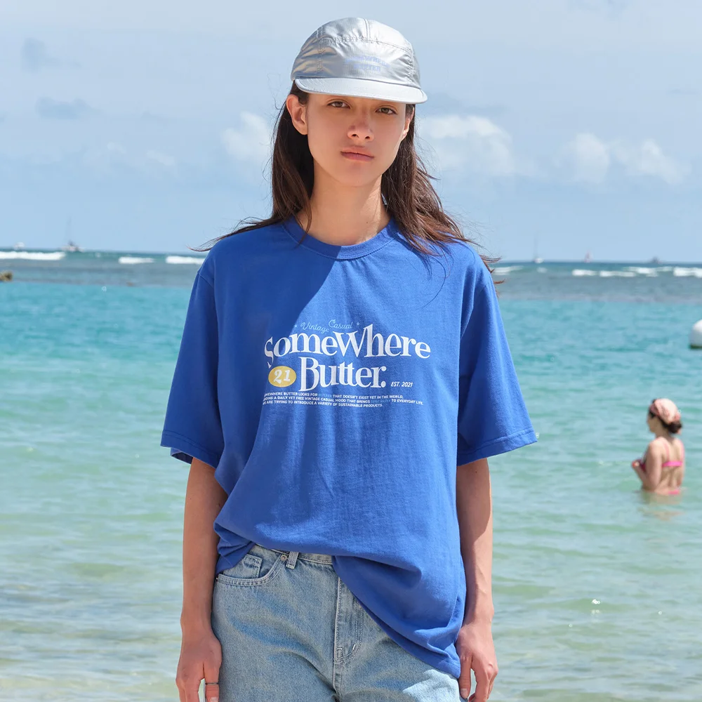 21 Wave Logo Over-Fit Top - Cobalt Blue