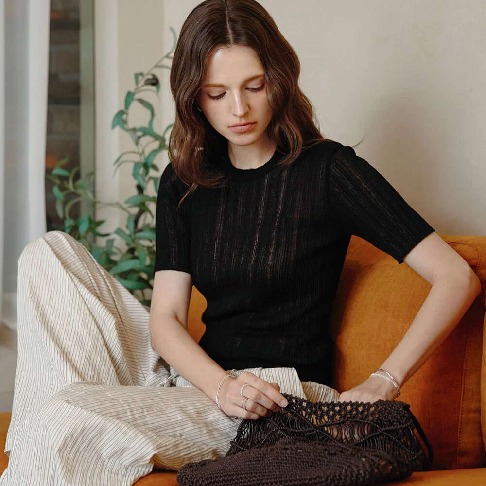 簡約 羅紋 Half Knit BLACK