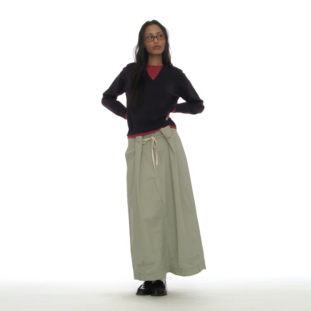 INVERTED DRAWSTRING MAXI SKIRT_STONE