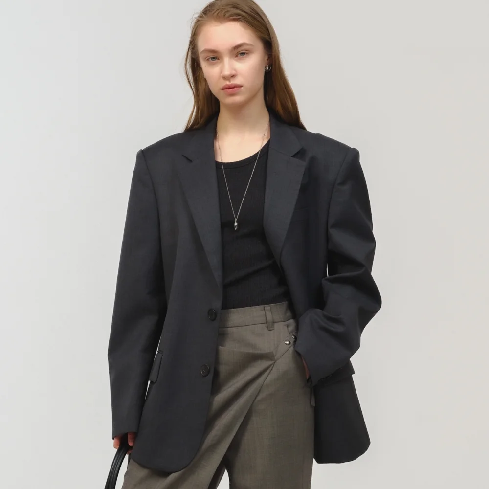 UNISEX, Oversized Tailored Jacket / Charcoal