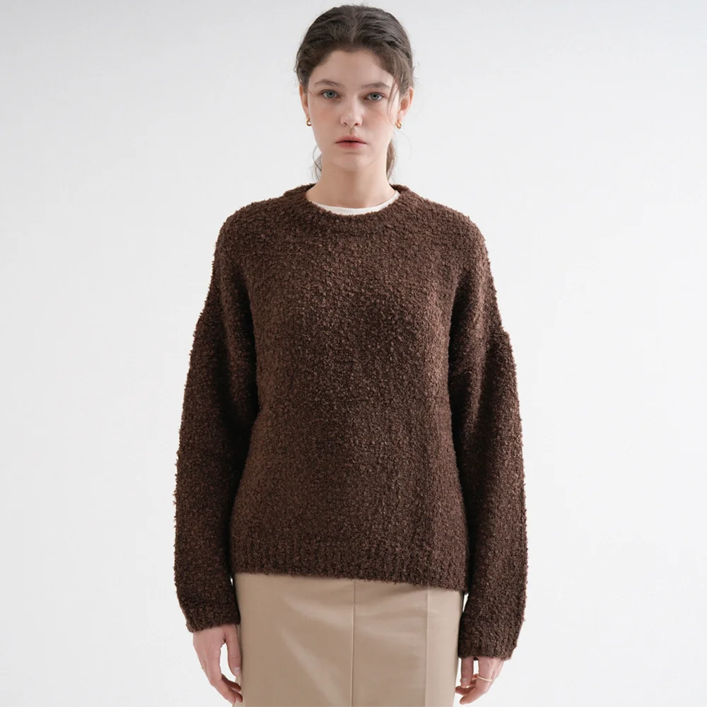 Wool Furry Round Knit (Brown)