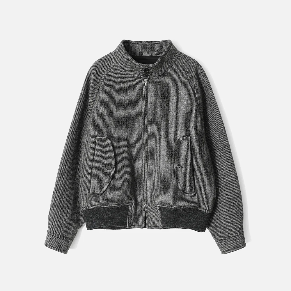 Visitor Wool Twill Harrington Jacket Melange Charcoal