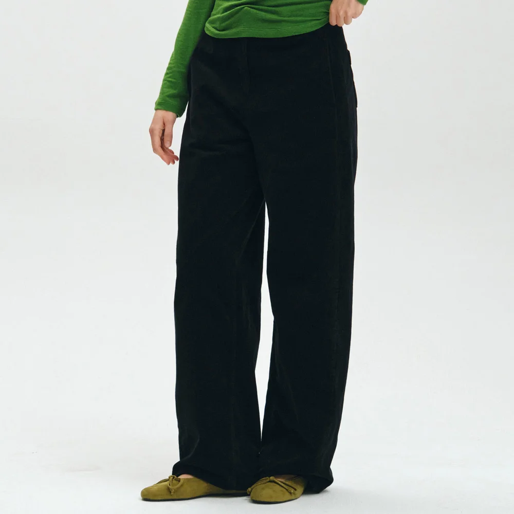 VINTAGE CURVED WIDE PANTS / BLACK