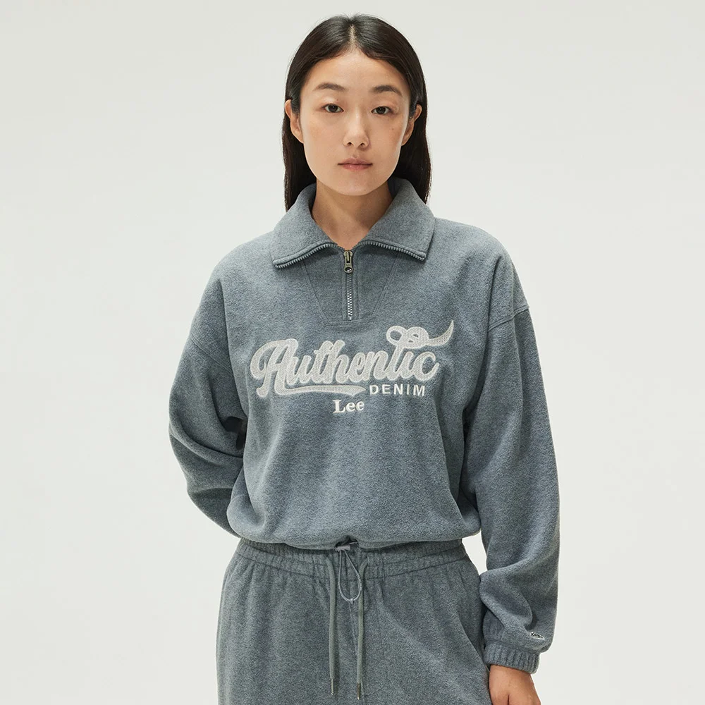 女裝 搖粒絨 半 拉鏈 衛衣 灰色