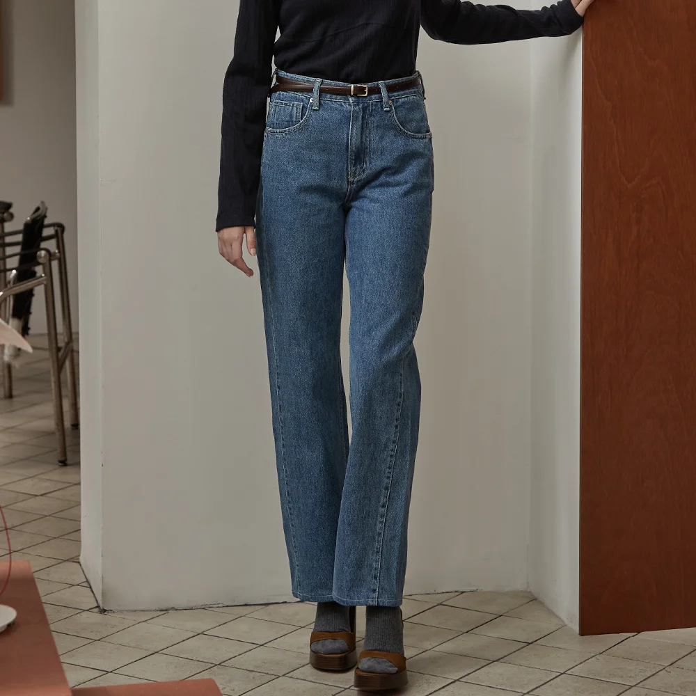 Blue washing straight denim - Blue