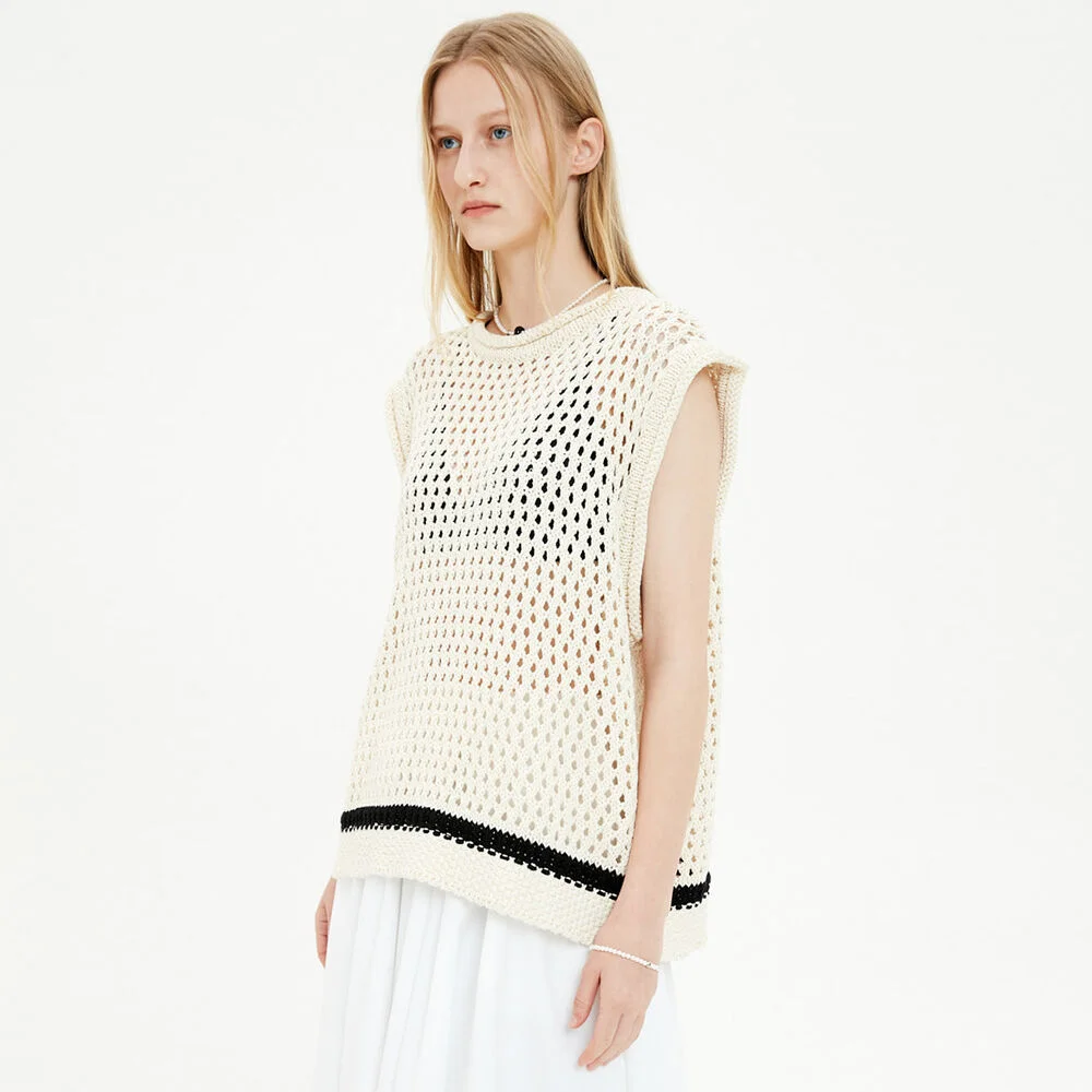 UNISEX, Honeycomb knit Vest / Cream