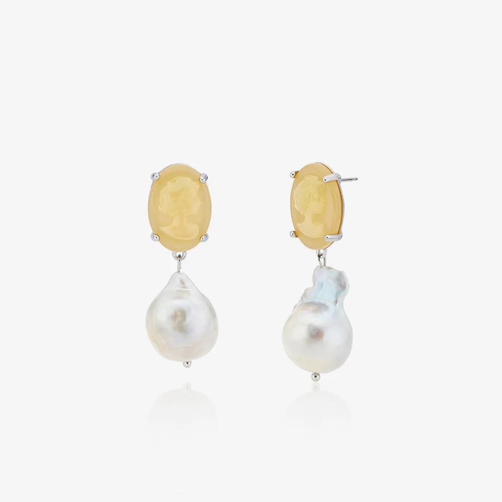 Cameo pearl earrings, GINGER
