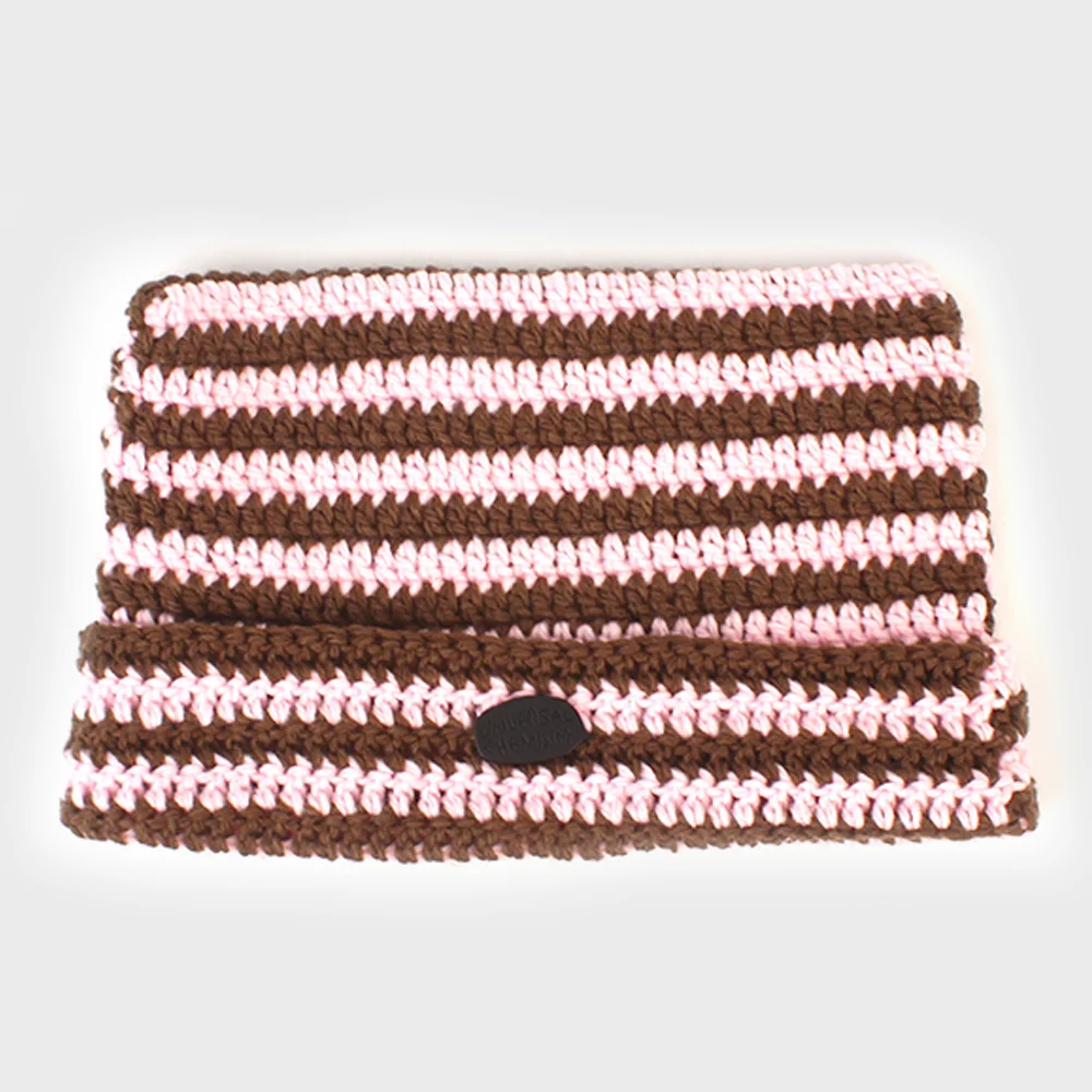 Cat Bold Stripe Pink Beanie 貓耳帽