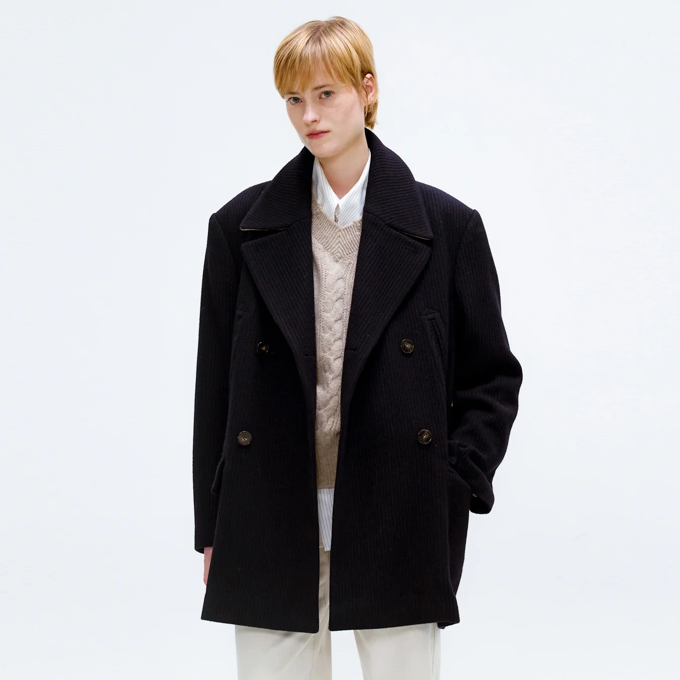 OVERSIZED DOUBLE PEACOAT_NAVY
