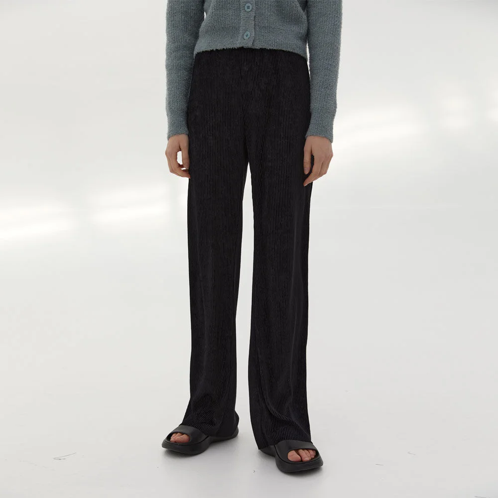 21W VELVET PLEATS BANDING PANTS (BLACK)