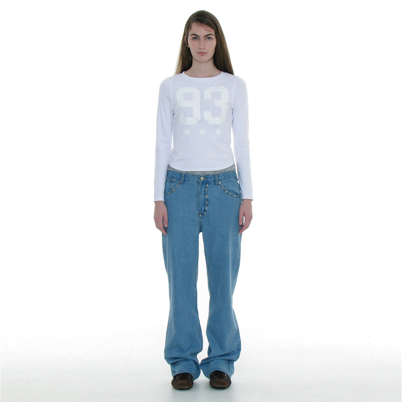 POCKET STUDDED POINTED JEANS_LIGHT BLUE