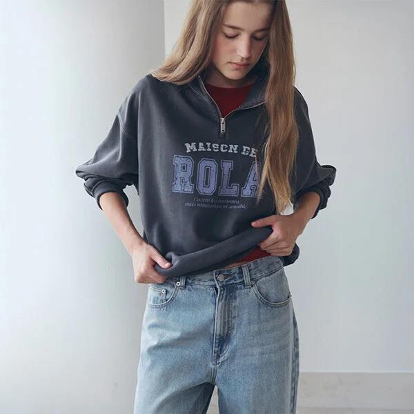 PIGMENT HALF ZIP-UP CHARCOAL