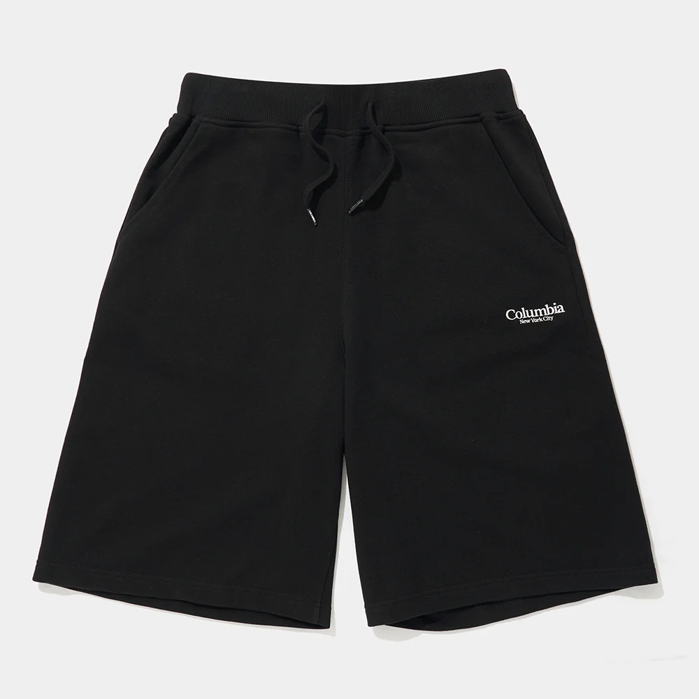 NYC EMB TERRY SWEAT SHORTS PANTS_BLACK