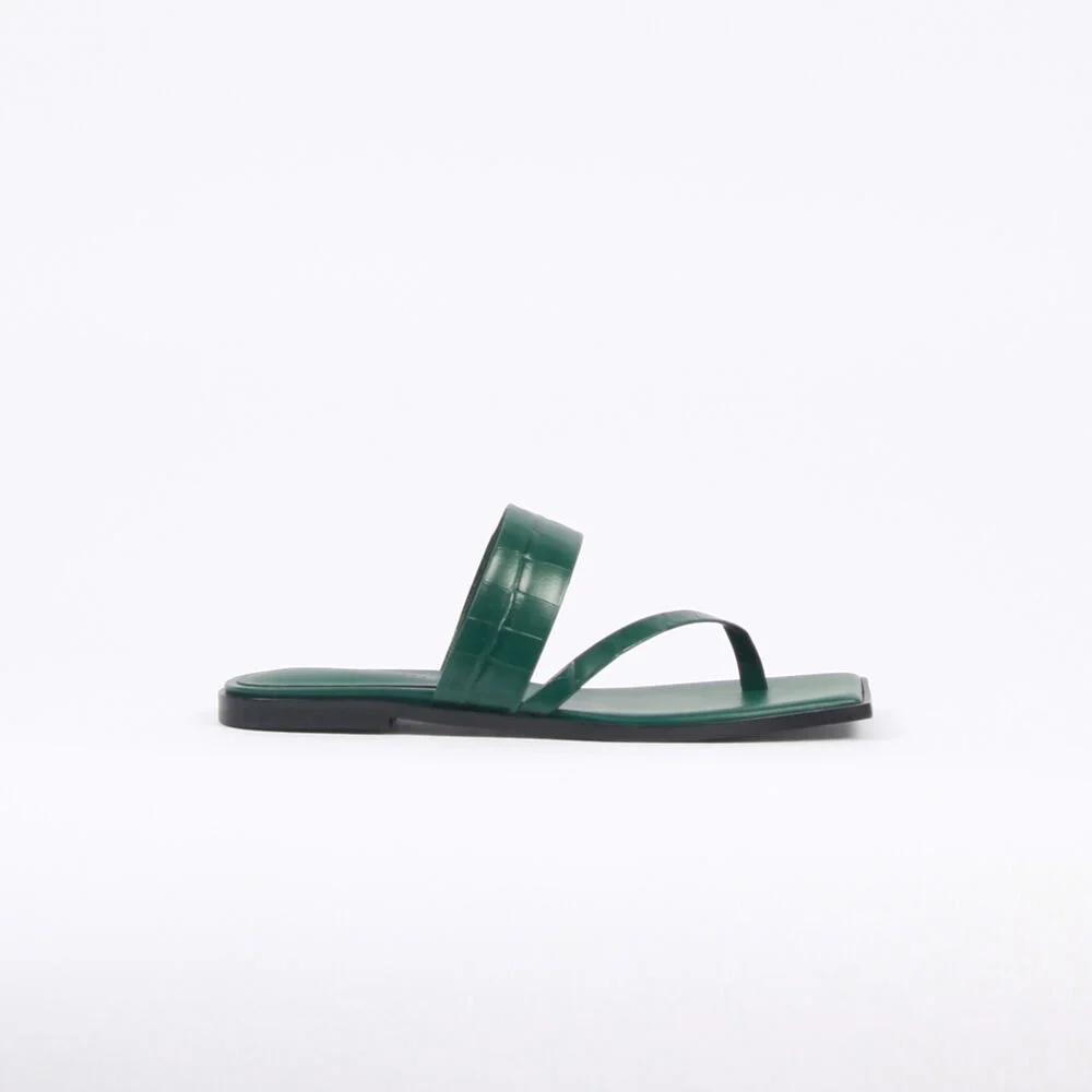 Cheyenne Sandals Leather Green Crocco