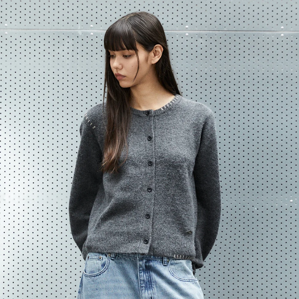 ROUND BUTTON UP CROP CARDIGAN