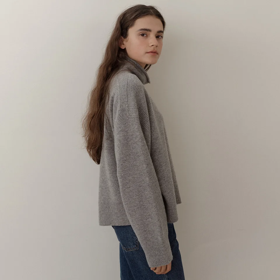 cashmere wholegarment turtleneck (melange grey)