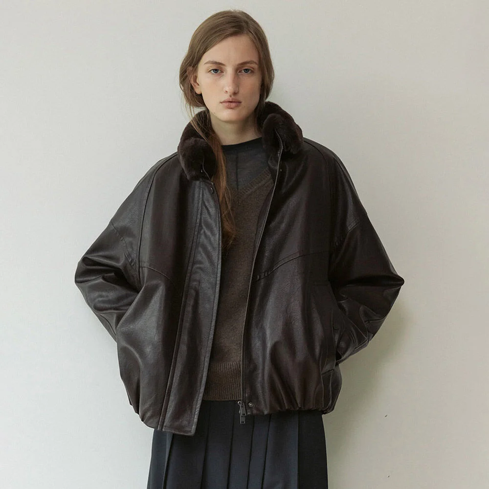 Detachable Fur Collar-Faux Leather Jacket SL5WJ428-93