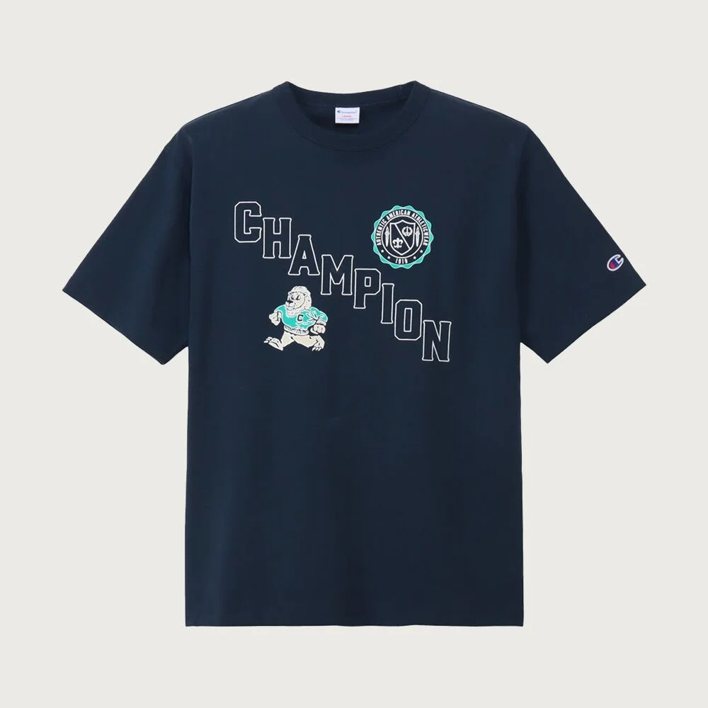 圖案 植絨 T恤 Blue