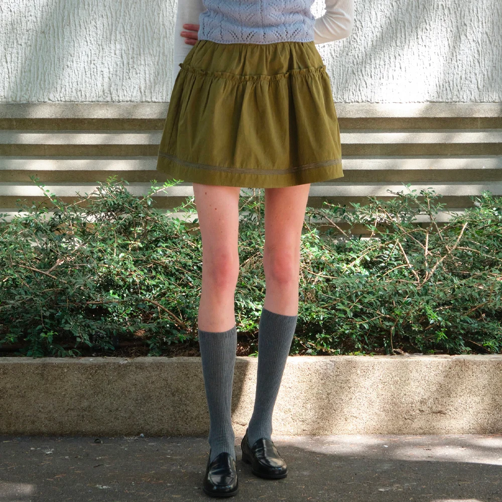 Soy Shirring Mini Skirt - Khaki