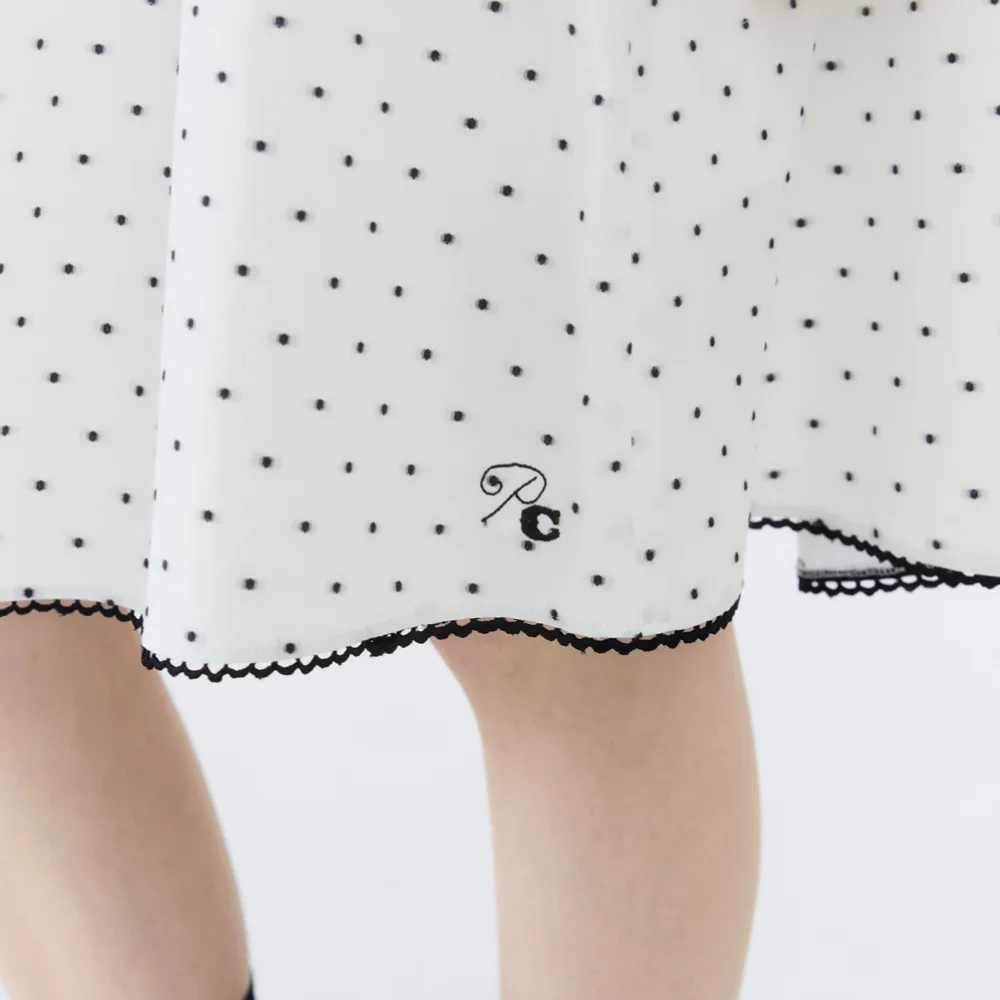 COTTON POLINE SKIRT / WHITE DOT