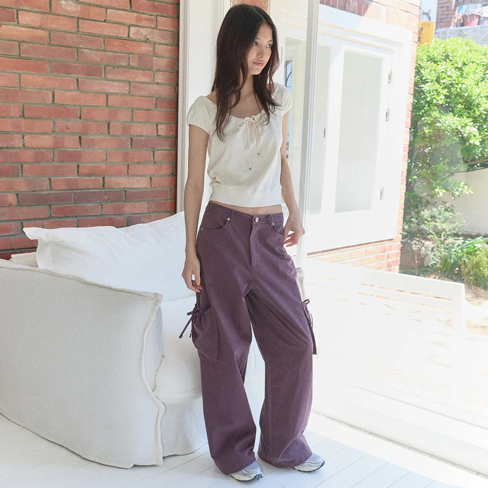 STRAP CARGO PANTS (PURPLE)