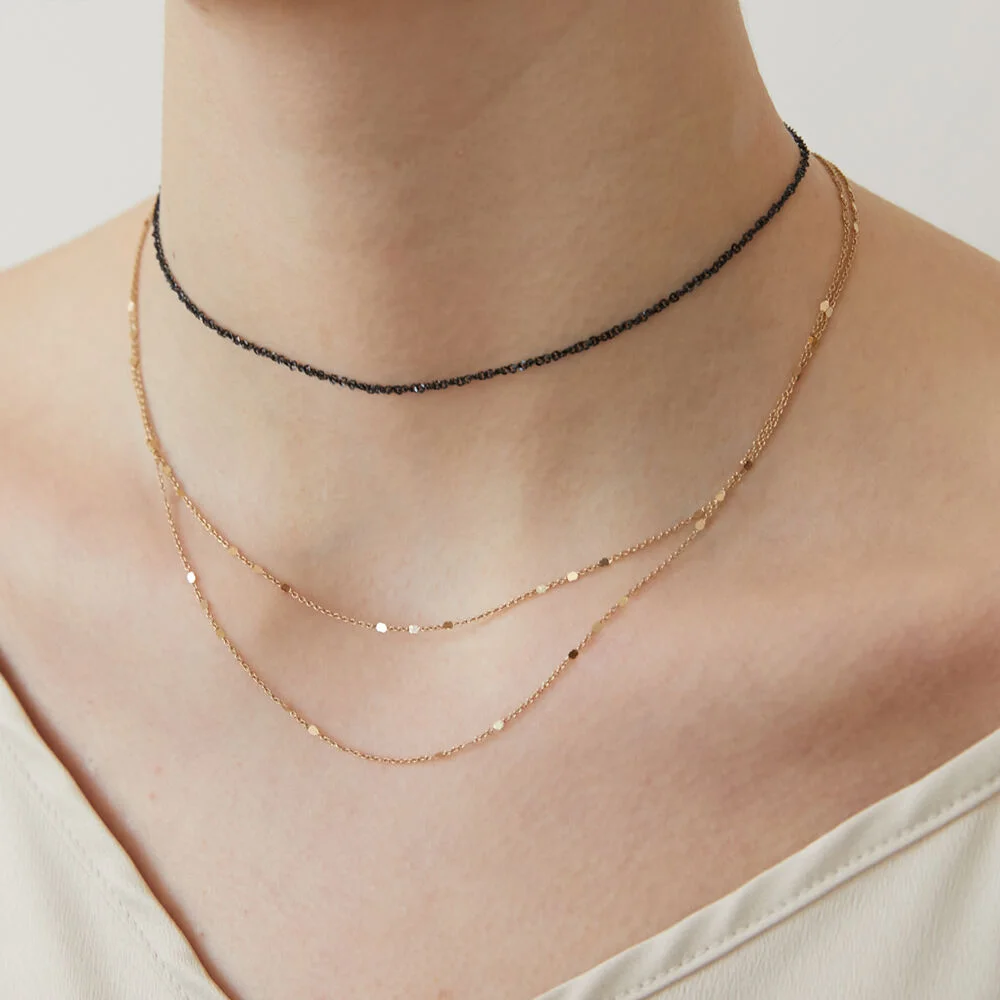 Dot layered chain necklace