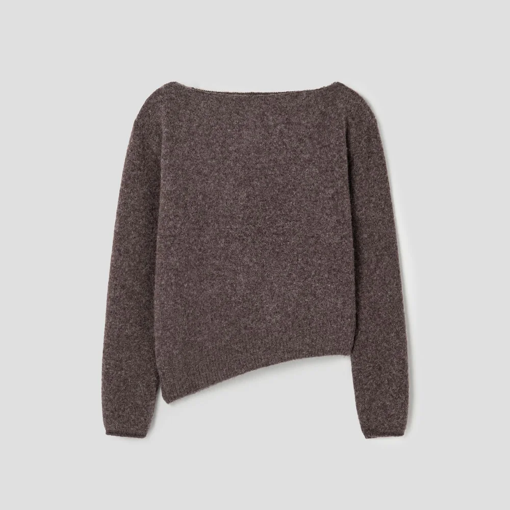 Llama Blend Asymmetric Pullover Brown (AG4951A01D)