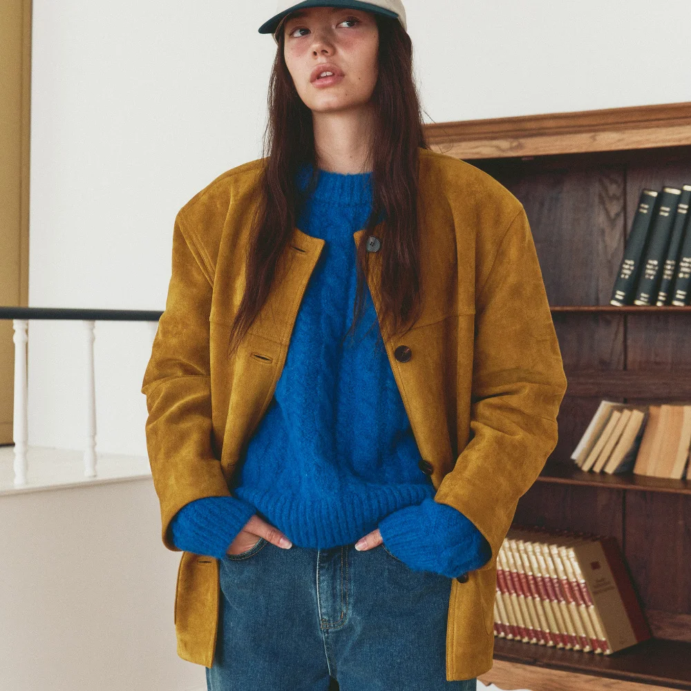 Suede Jacket ( Faux Leather ) - Mustard