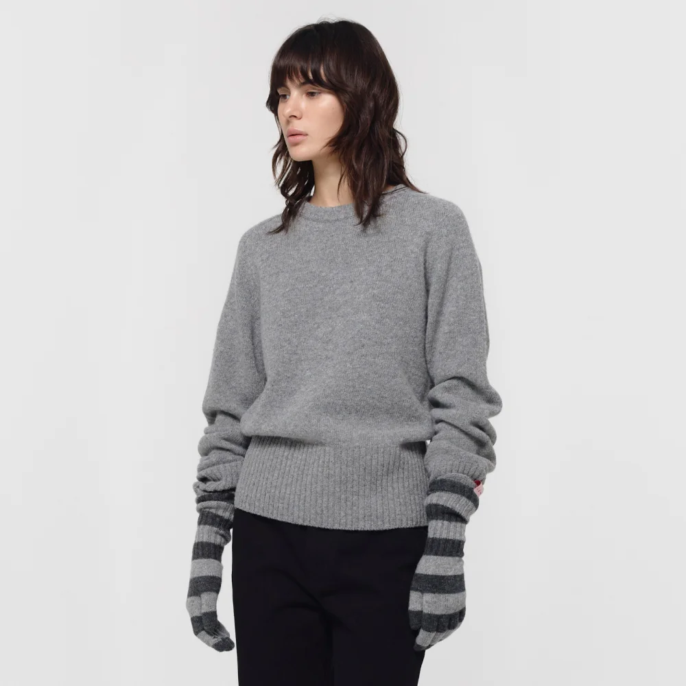 WOOL CREW NECK KNIT / GREY