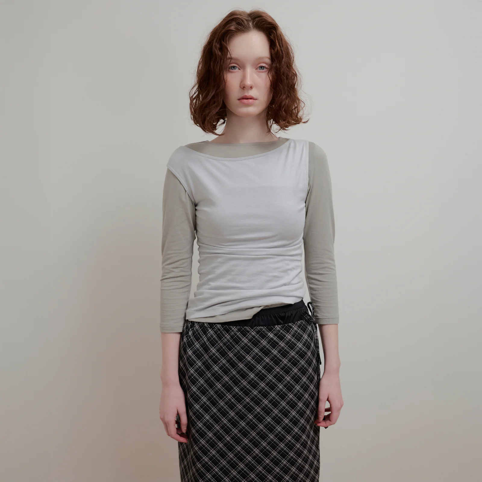 MODAL UNBALANCE SLEEVELESS TOP - GRAYISH BLUE
