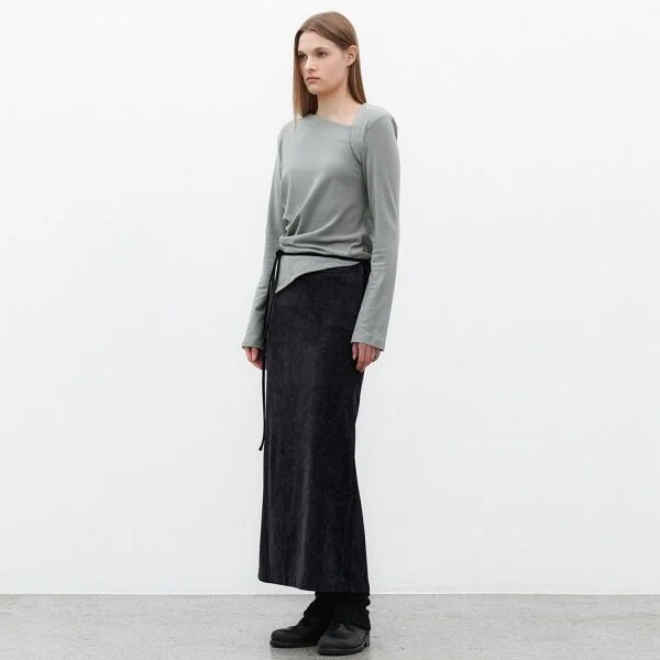 CORDUROY STRING MAXI SKIRT S(SK-5064)